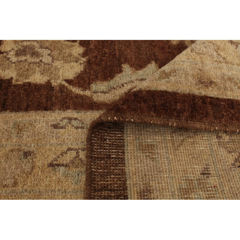 Tapis de surface en laine beige/brune 9 pi 2 po x 11 pi 10 po one-of-kind à la main-noué la 2010 chobi Naved