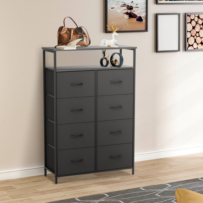 Commode double 8 tiroirs 31,5 po Waltrude, Noir