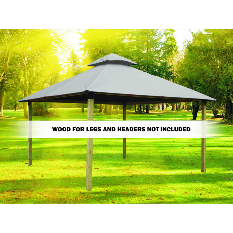 Roof Framing And Mounting 12 Ft. W x 12 Ft. D Solid Wood Gazebo, Sand, 141.5" H x 144" W x 144" D