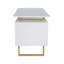 Bureau blanc et doré pour bureau avec tiroirs et rangement-460878524