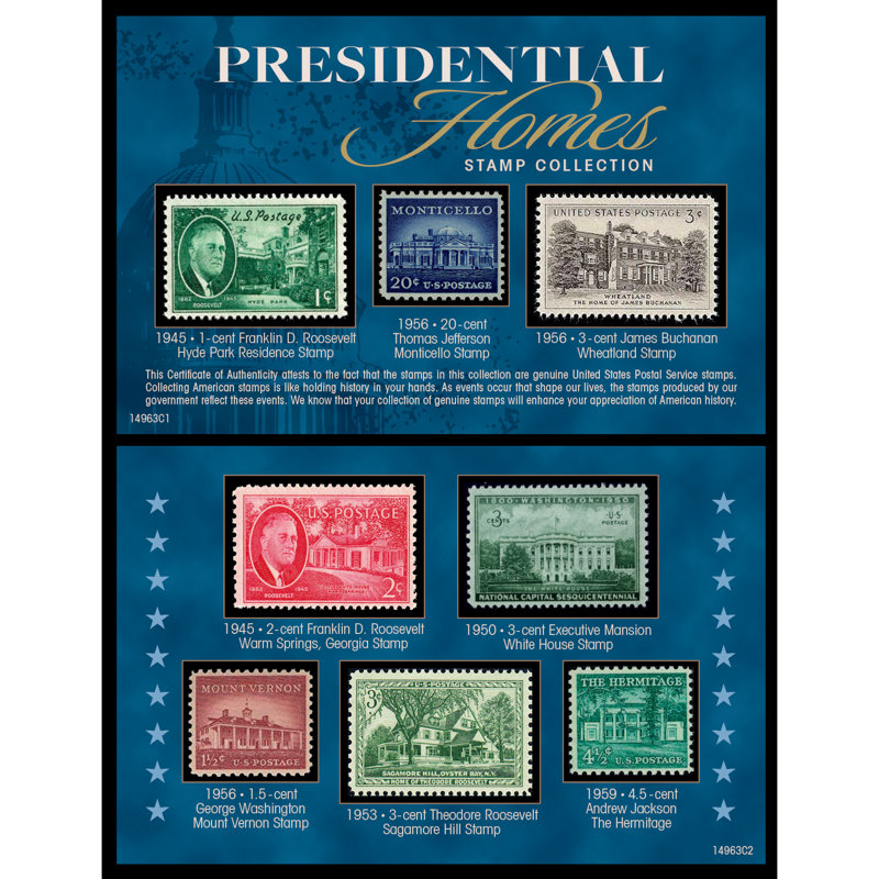 Trinx Presidential Homes Stamp Collection