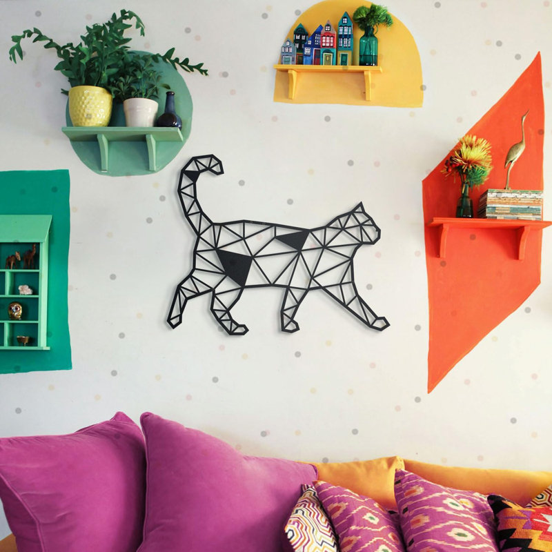 Art mural chat en métal - Décoration de bureau et de salon