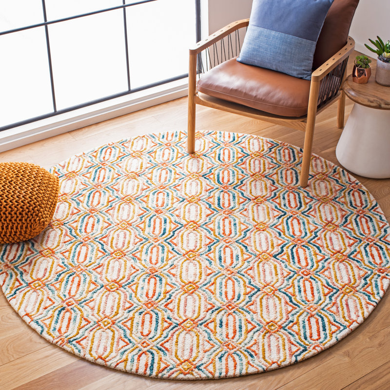 Tapis ivoire / bleu marine Rubalcava, Rond 6 pi