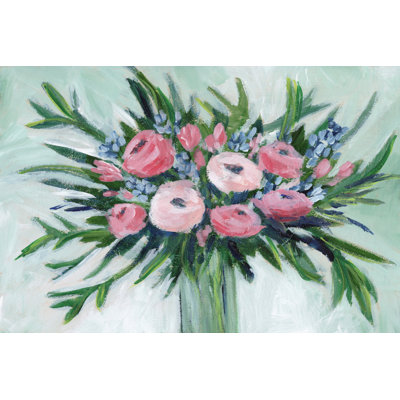 Pink Rosette Bouquet II - Painting on Canvas