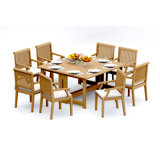 5 Pcs Grade-A Teak Wood Dining Set: 60" Square Rectangle Butterfly Table And 4 Sack Arm Chairs #11SK1404