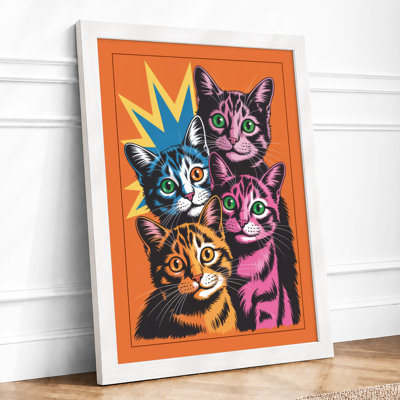 Three Cats Pop Art - Framed Print