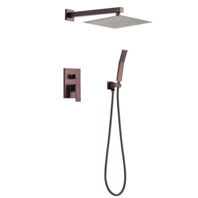 Square Shower System Rain Shower Head with Handheld Spray Complete Shower Set System With Rough-in Valve