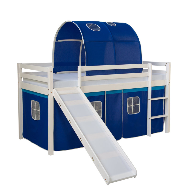 Alyce European Single (90 X 200Cm) Solid Wood Low Loft Bed by Zoomie Kids, Blue