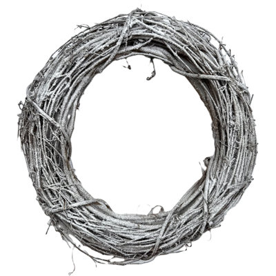 Flocked Grapevine Wreath: 18" - Glitter Snow Ice