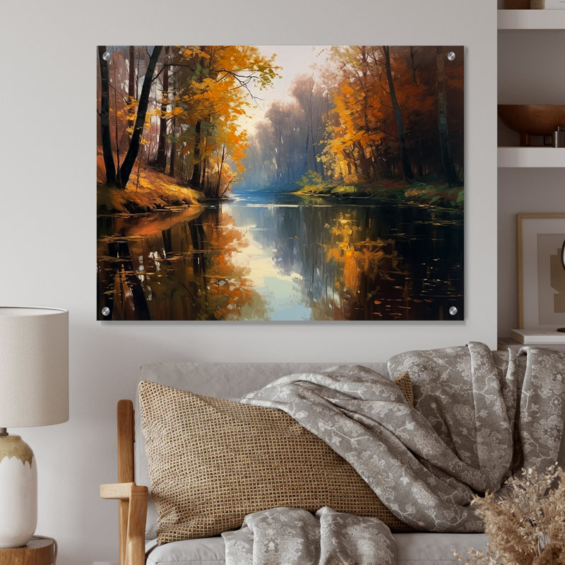 «Whimsical River and Forest IV», art mural en acrylique «River Forest» pour la cuisine, H 24 po x l 32 po