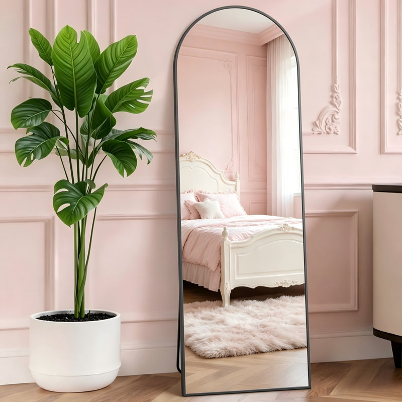 58×18 Inch Black Arched Full-Length Mirror, Freestanding And Floor-Standing Design, Simple Yet Luxurious, A Versatile Addition To Any Home.