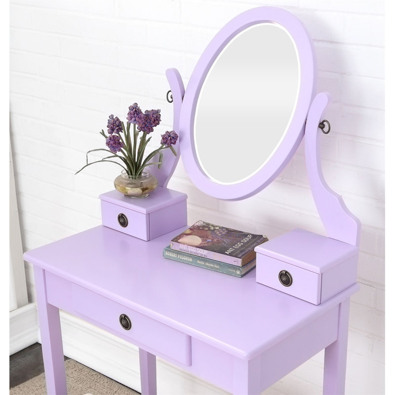 Bureau de coiffeuse avec tabouret, Mauve