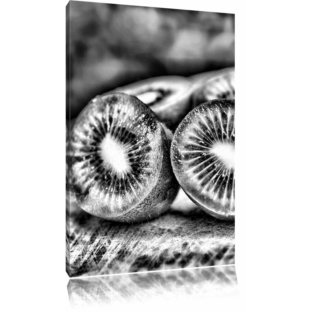 Leinwandbild Kiwi Fruits Früchte Grün in Monochrom