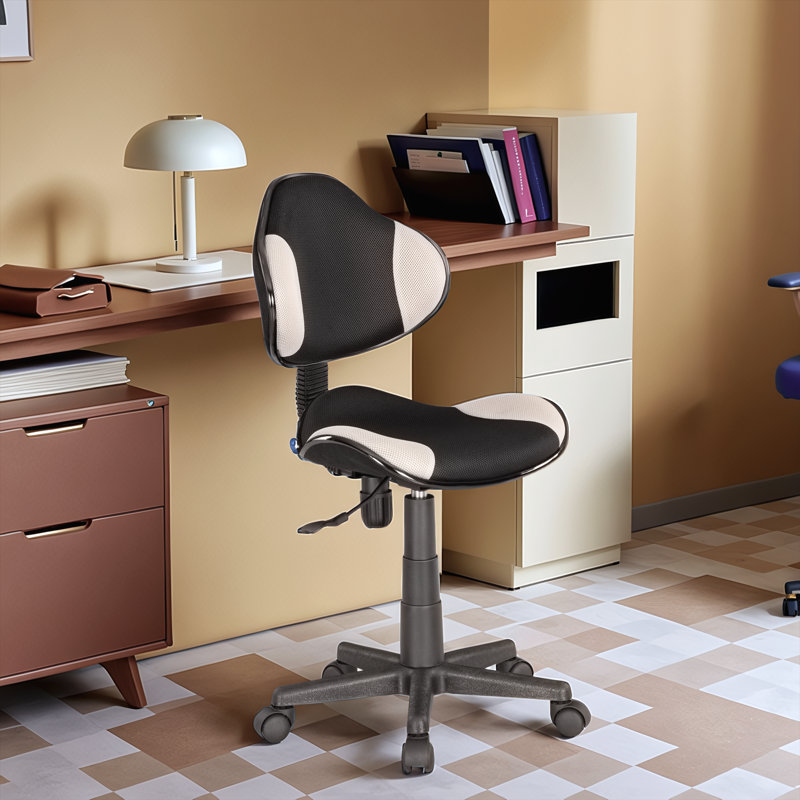 Aldous 360° Swivel Writing Office Task Chair with Mesh Back and Adjustable Height, Black/Grey