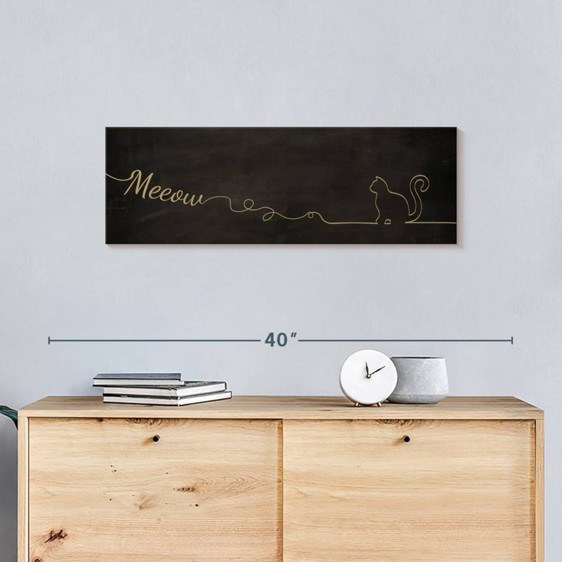 Chat Meow sur toile, H 12 po x l 36 po x P 1,25 po