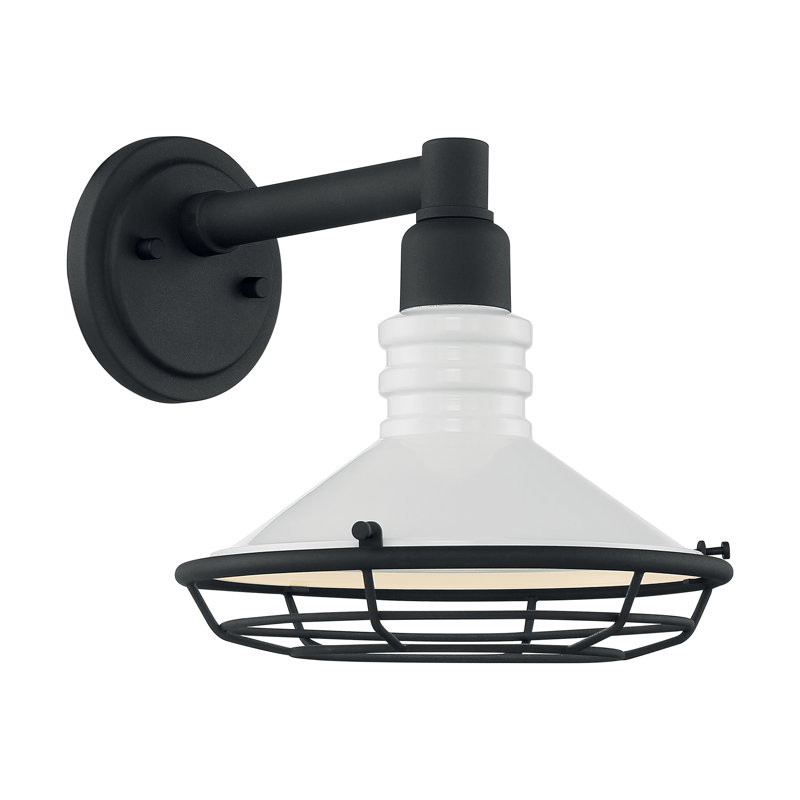 Parkdale Wall Light, Black, Gloss White/Textured Black, 10" H x 12" W x 16" D