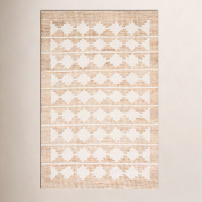 Ivory Natural Hand-Loomed Jute Wool Rug