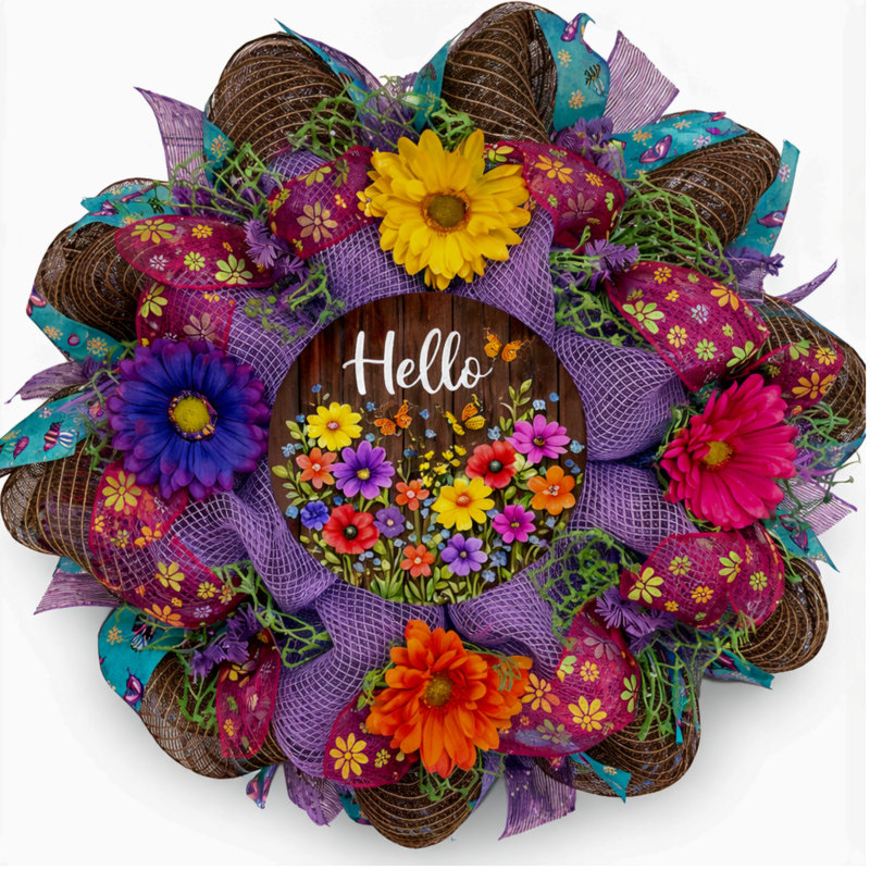 Spring Wreath Hello Floral