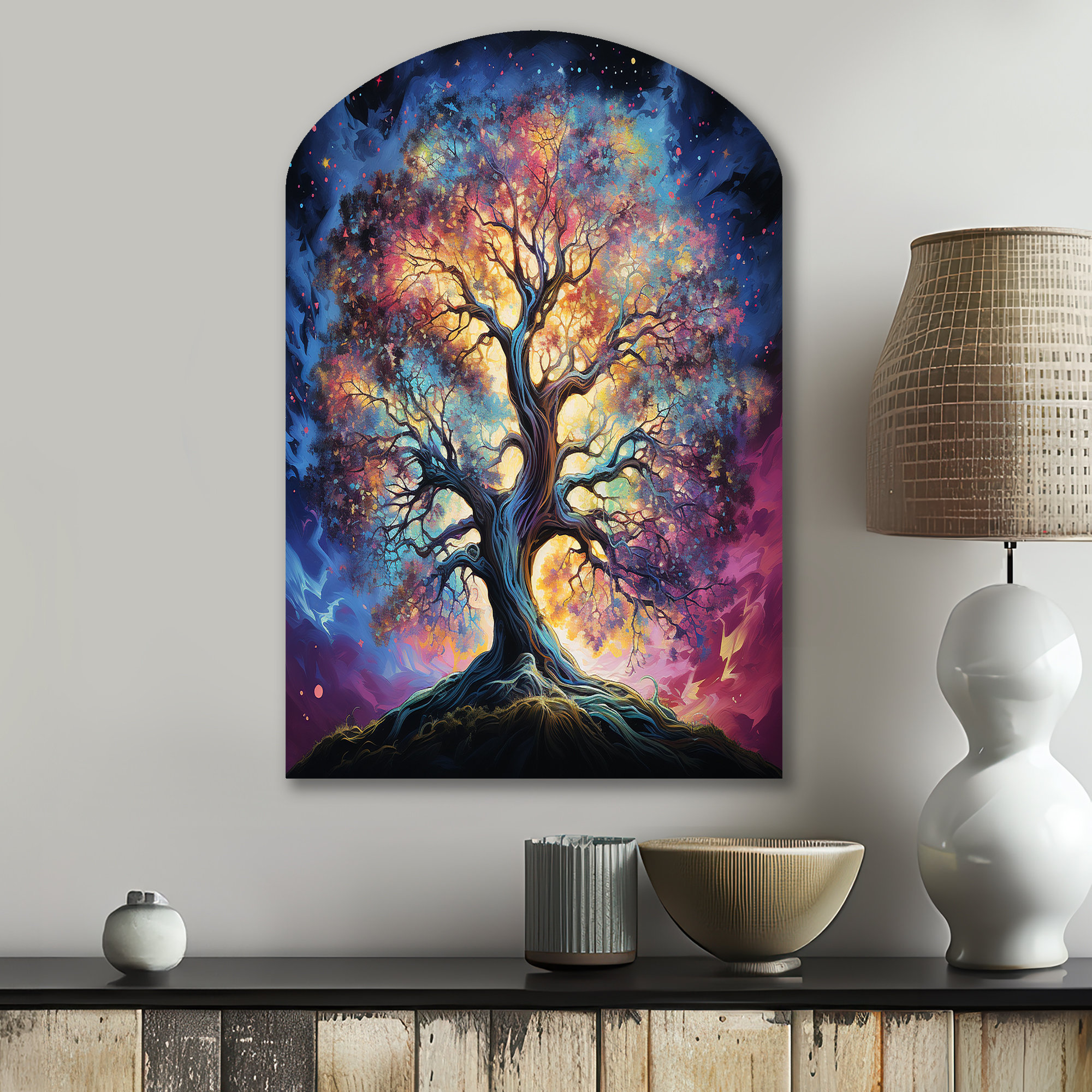 Design Art Colorful Oak Tree Eternal Strength I Tree Oak Arch Shape