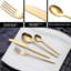 Velaze Series, 24-Piece Gold Square Handle Stainless Steel Cutlery Set, Service For 6