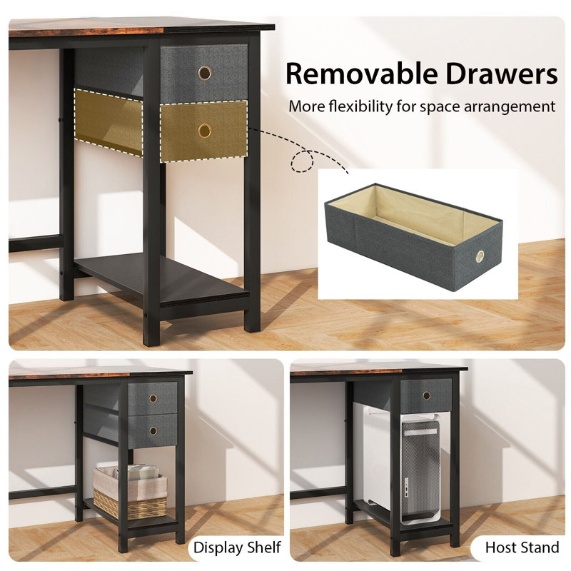 Addelaide Steel Writing Desk, 60cm H x 120cm W x 75cm D