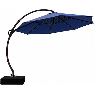 Outdoor Patio Umbrella with Base included, 11 FT Deluxe Curvy Cantilever Umbrella Offset Hanging umbrella with 360° Rotation for Market, Pool, Garden, Backyard, Deck