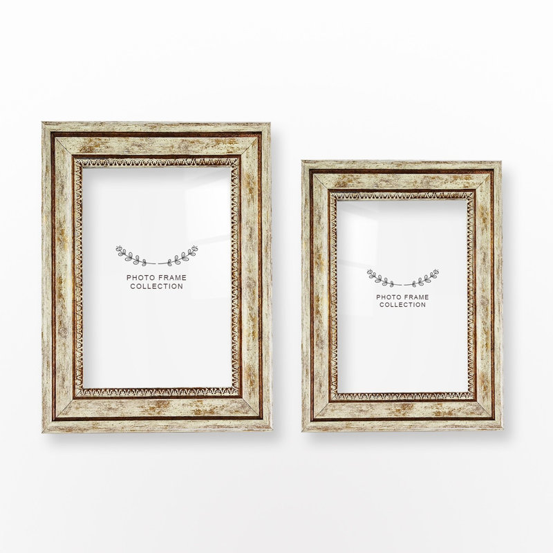 Ensemble de cadres photo élégants (2 pièces), brun, 4 x 6 po et 5 x 7 po | 100% plastique durable, largeur du cadre: 0,8 po | Parfait pour la décoration intérieure et les cadeaux, design élégant et léger