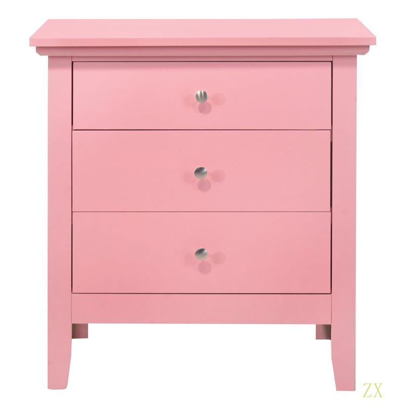 Table de chevet de charme avec rangement, Rose