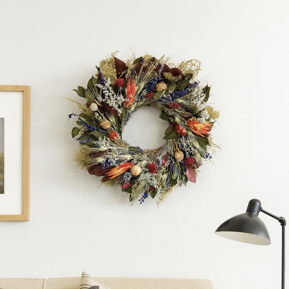 Primrue 30" Handcrafted Fall Floral Wreath, 22" H x 22" W x 6" D