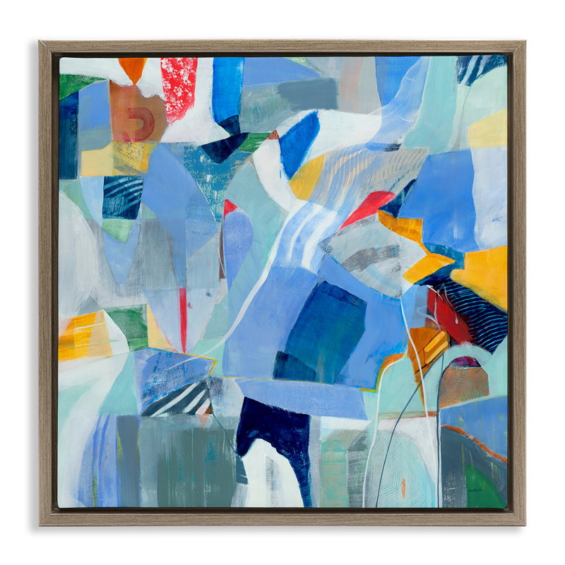 "Chaotic Blue Composition", art mural encadré noir par Jill Martin, Cadre flottant orme Montalcino, H 25 po x l 25 po
