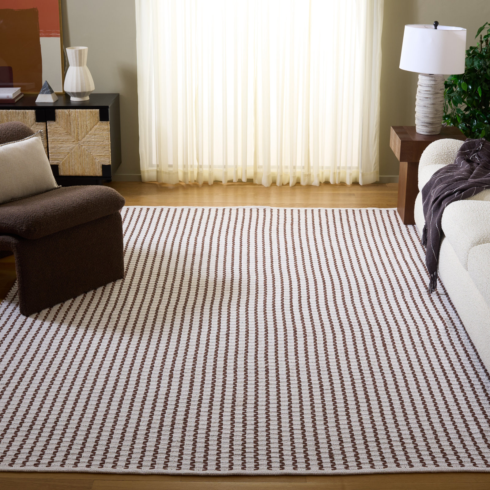 Hand-Woven Chevron Cotton Rug, Rectangle 8' x 10'