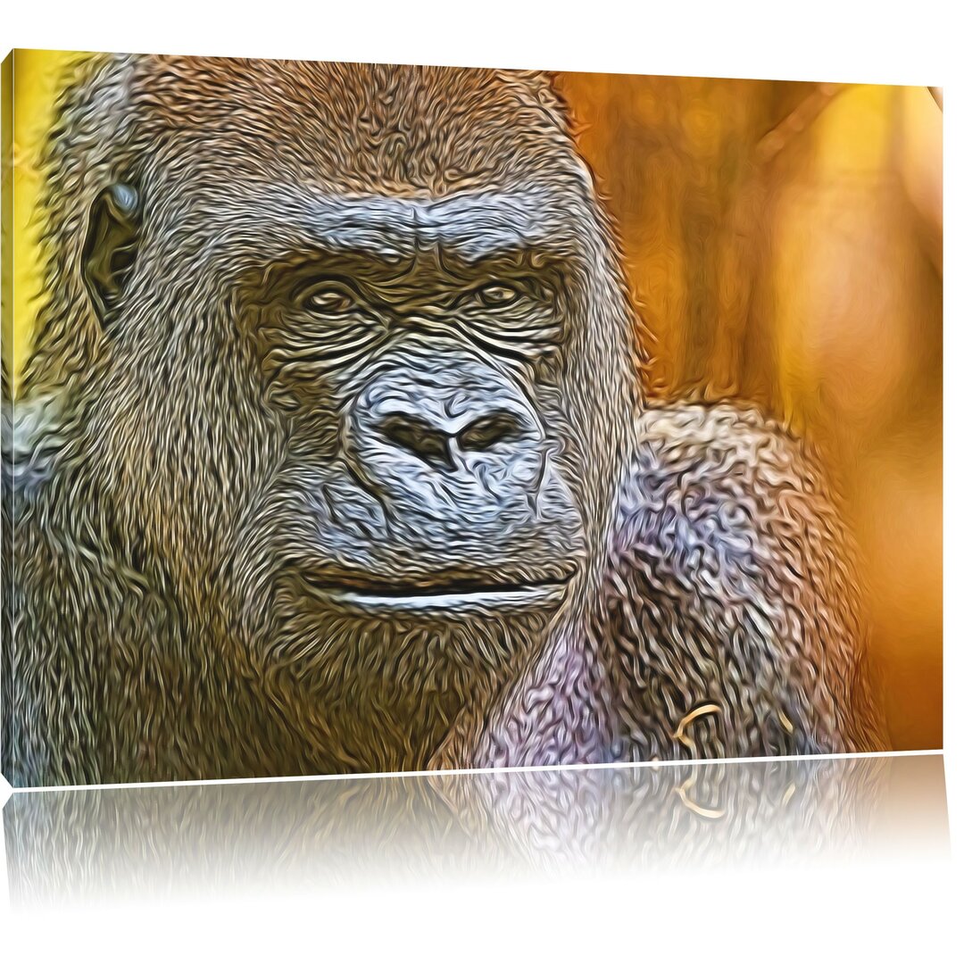 Stolzer Gorilla Fotodruck auf Leinwand