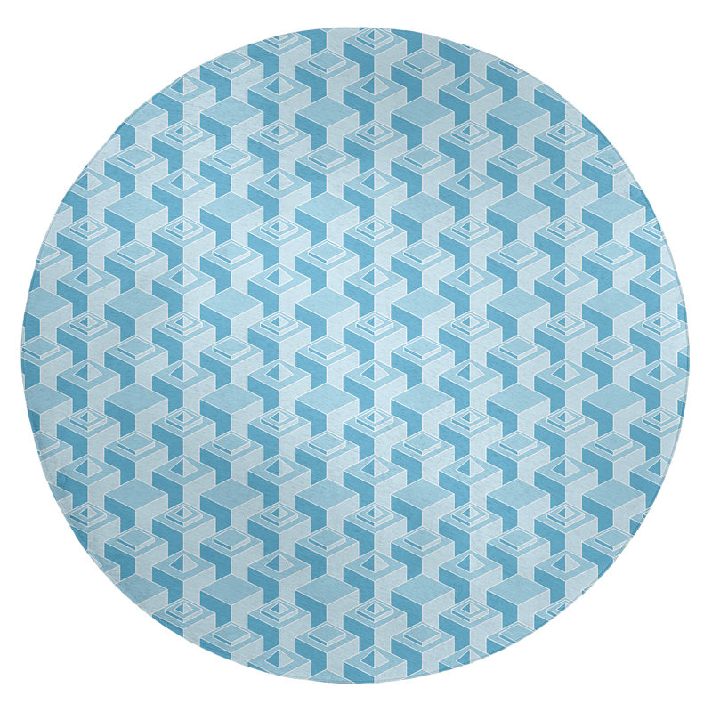 Tapis bleu ciel skyscrapers classic, Rond 5 pi