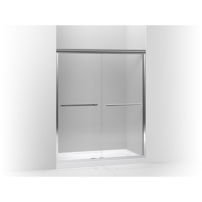 Gradient 59.63'' x 70.06'' Double Sliding Shower Door with CleanCoat Technology, Bright Polished Silver, Crystal Clear