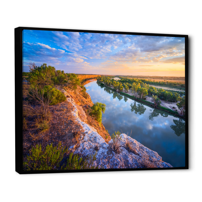 " Murray River In Australia I ", Black Floater Framed, 24" H x 32" W x 1" D