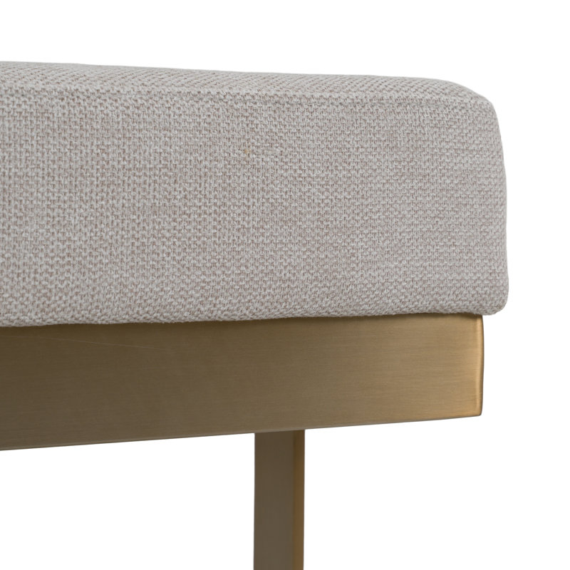 Tiayana - Modern Off-white Fabric + Brass Dining Bench