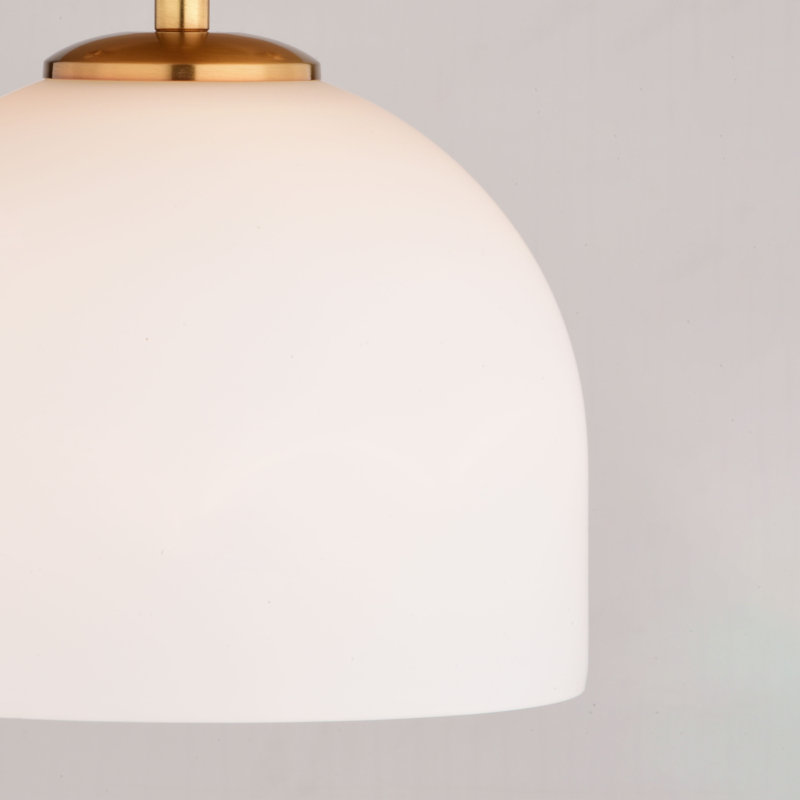 Shelby 9.25-In W Gold Brass Transitional Semi Flush Mount Ceiling Light White Glass