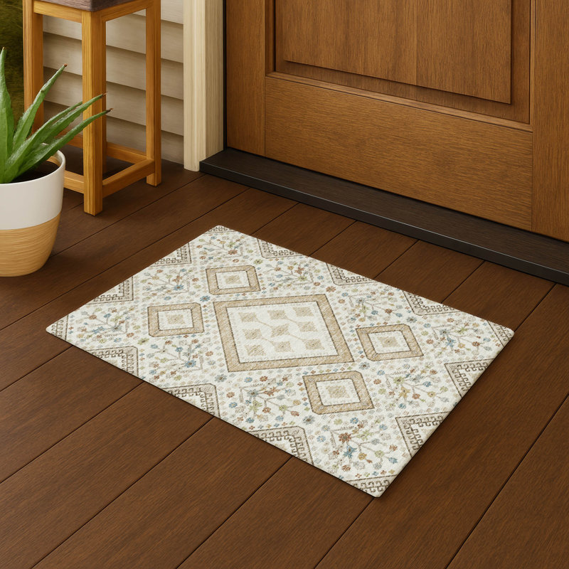 Tapis d'intérieur / extérieur lavable à la machine Chantille ACN2459, Ivoire ivoire, 1 pi 8 po x 2 pi 6 po