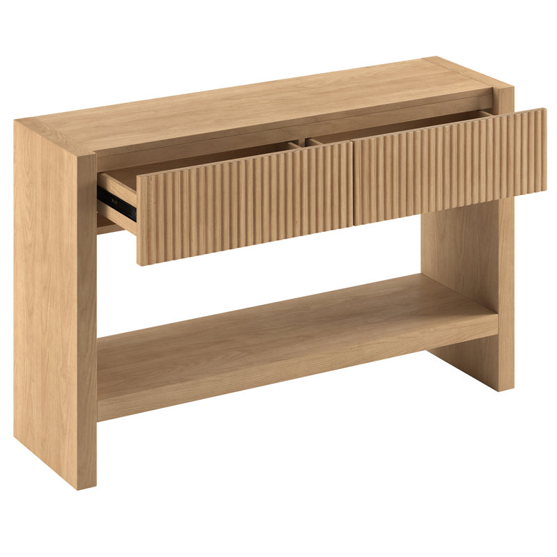 Console rectangulaire en bois massif de 48 po Manzanita, Chêne clair, H 30 po x l 48 po x P 14 po