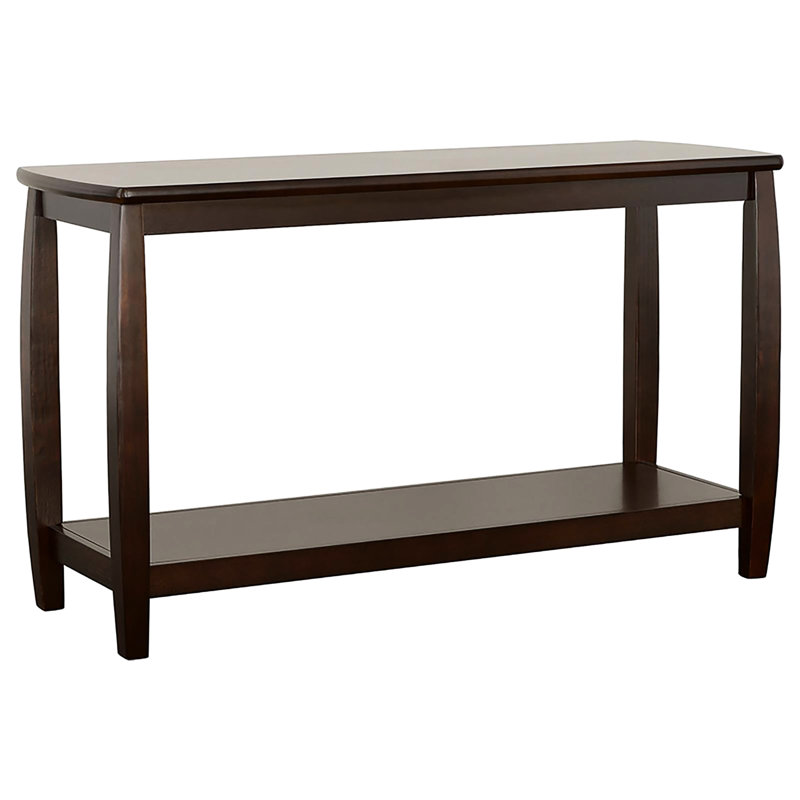 Table cappuccino rectangulaire avec lignes gracieuses et option de rangement supplémentaire - Options de pieds courbés