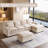 122" U Shaped Sofa,Modular Sectional Sofa, Terry Fabric Sectional Couch With Armrest Storage-1598188888