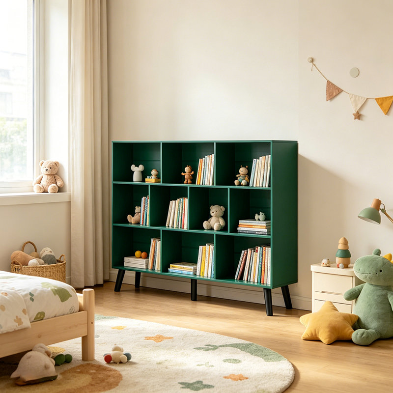 Bibliothèque vintage à 3 niveaux avec pieds, étagère de rangement autoportante Mid-Century en bois, bibliothèque à 10 cubes