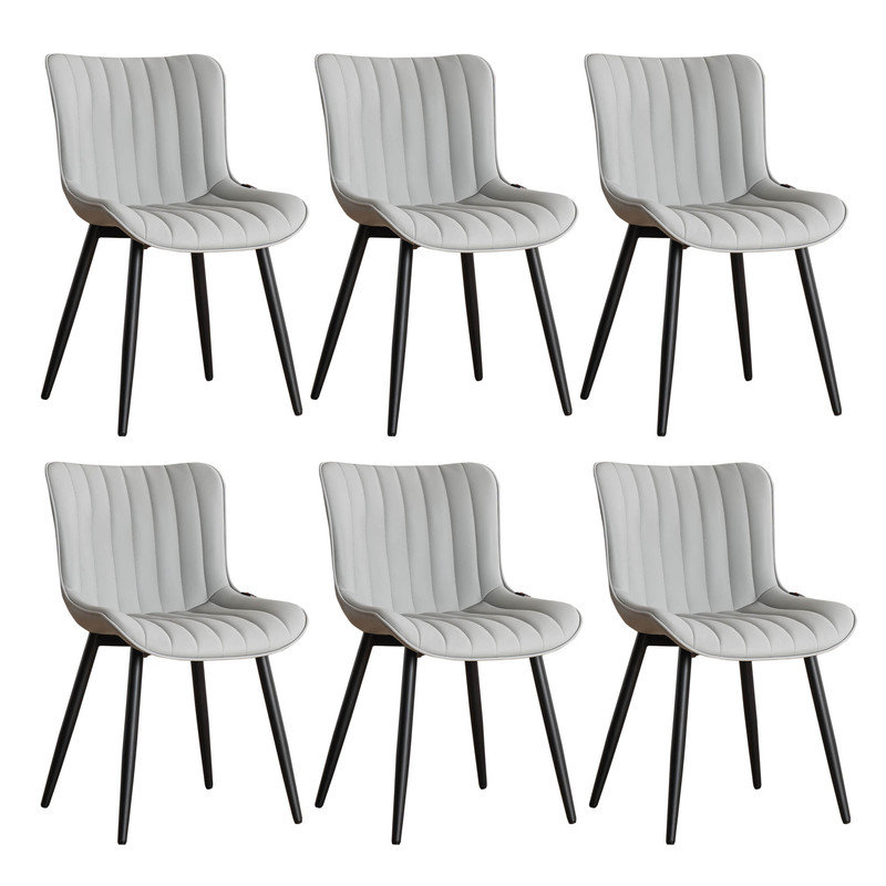 Heitger Leather Upholstered Side Chairs Modern Dining Chairs with Metal Legs, Dining Room Chair, Gray
