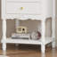 50cm French Vintage Nightstand with 2 Drawers & Shelf - White Floral Carved Bedside Table