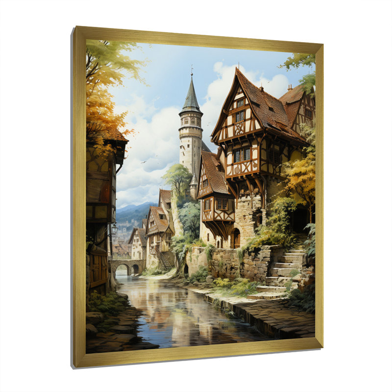 Allemagne, charme bavarois, impressions sur toile de paysages urbains, H 20 po x l 12 po x P 1 po, Encadrement doré