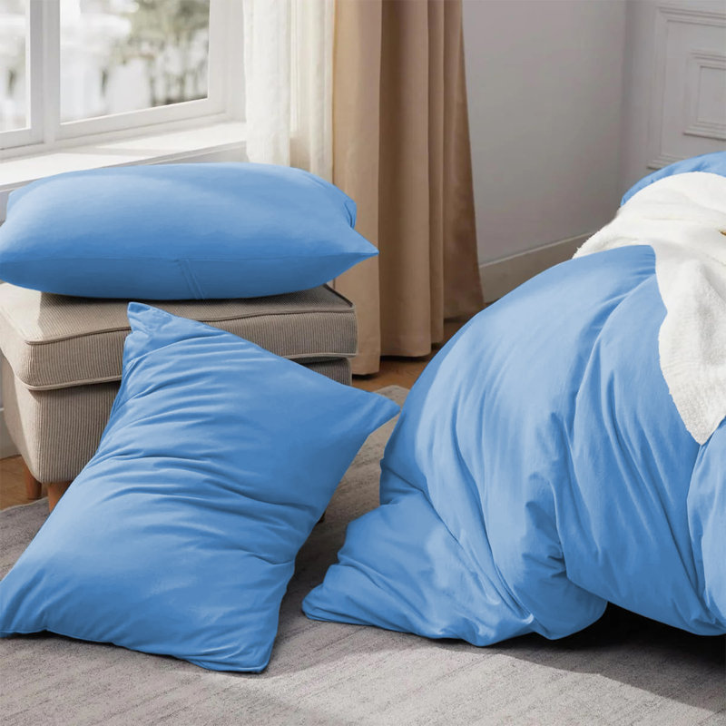 Luxury Microfiber Duvet Cover Set – Soft, Wrinkle-Free, Hotel-Quality Bedding With Pillowcases, Light Blue