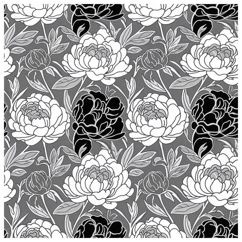Couette à motifs floraux monochromes de pivoines, Lit simple