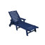 Méridienne d'extérieur 2, 5 avec roues et porte-gobelet, bleu marine, pour piscine, terrasse, porche insonorisé pour patio