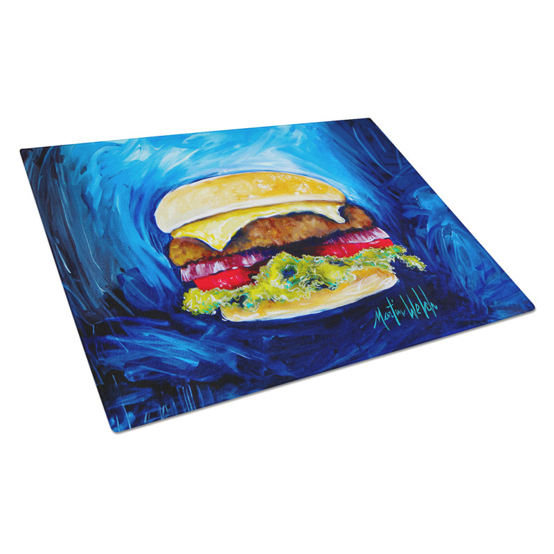 Planche à découper en verre «I Want Mine Dressed Hamburger»