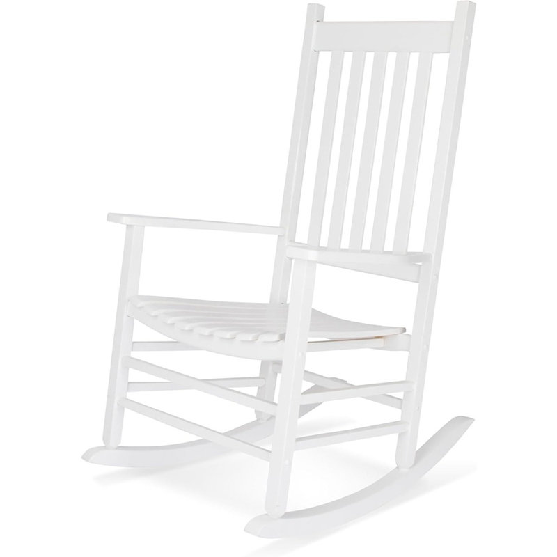 Chaise berçante en bois à haut dossier - Finition blanche